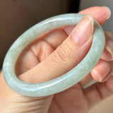 54.6mm A-Grade Natural Light Green Jadeite Traditional Round Bangle No.152049