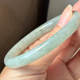 54.6mm A-Grade Natural Light Green Jadeite Traditional Round Bangle No.152049