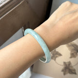 54.6mm A-Grade Natural Light Green Jadeite Traditional Round Bangle No.152049
