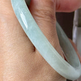 56mm A-Grade Natural Light Green Jadeite Traditional Round Bangle No. 152186