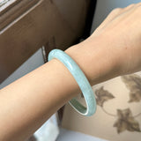 54.6mm A-Grade Natural Light Green Jadeite Traditional Round Bangle No.152049
