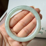 56mm A-Grade Natural Light Green Jadeite Traditional Round Bangle No. 152186
