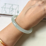 56mm A-Grade Natural Light Green Jadeite Traditional Round Bangle No. 152186