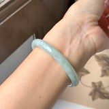 54.6mm A-Grade Natural Light Green Jadeite Traditional Round Bangle No.152049