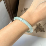 54.6mm A-Grade Natural Light Green Jadeite Traditional Round Bangle No.152049