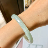 56mm A-Grade Natural Light Green Jadeite Traditional Round Bangle No. 152186