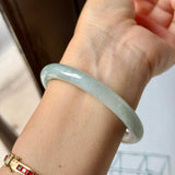 56mm A-Grade Natural Light Green Jadeite Traditional Round Bangle No. 152186