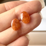 4.9 cts A-Grade Natural Orangey Red Jadeite Oval Cabochon Pair No.180185