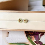 A-Grade Natural Green Jadeite Mini Donut Stud Earring (Lilac FLower) No.180764