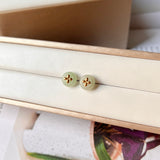 A-Grade Natural Green Jadeite Mini Donut Stud Earring (Lilac FLower) No.180764