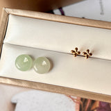 A-Grade Natural Green Jadeite Mini Donut Stud Earring (Lilac FLower) No.180764