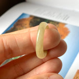 19.4mm A-Grade Natural Yellow Jadeite Abacus Ring Band No.161596
