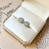 Icy A-Grade Natural Glacier Blue Jadeite Stud with Diamond Jacket Earring No.180853