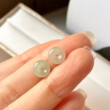 A-Grade Natural Green Jadeite Mini Donut Stud Earring (Lilac FLower) No.180764