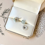 Icy A-Grade Natural Glacier Blue Jadeite Stud with Diamond Jacket Earring No.180853