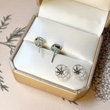 Icy A-Grade Natural Glacier Blue Jadeite Stud with Diamond Jacket Earring No.180853