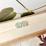 7.85 cts Icy A-Grade Natural Light Blue Jadeite Round Cabochon Pair No.180765