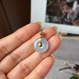 Icy A-Grade Natural Grey Jadeite Donut Peranakan Tile Pendant No.172927