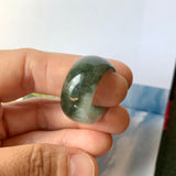 SOLD OUT: 19.3mm A-Grade Natural Dark Green Jadeite Abacus Ring Band No.161605