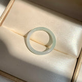 17mm A-Grade White Green Jadeite Slim Cut Ring Band No. 162598