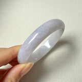 54.6mm A-Grade Natural Lavender Jadeite Modern Round Bangle No.152065