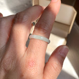 17mm A-Grade White Green Jadeite Slim Cut Ring Band No. 162598