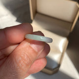 17mm A-Grade White Green Jadeite Slim Cut Ring Band No. 162598