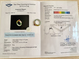 SOLD OUT: 17.2mm A-Grade Natural Bluish Floral Yellow Jadeite Joseon Ring (Red Sakura Flower) No.162581