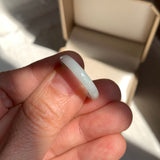 17mm A-Grade White Green Jadeite Slim Cut Ring Band No. 162598