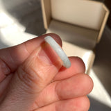 17mm A-Grade White Green Jadeite Slim Cut Ring Band No. 162598