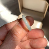 17mm A-Grade White Green Jadeite Slim Cut Ring Band No. 162598
