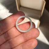17mm A-Grade White Green Jadeite Slim Cut Ring Band No. 162598