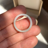 17mm A-Grade White Green Jadeite Slim Cut Ring Band No. 162598