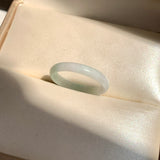 17mm A-Grade White Green Jadeite Slim Cut Ring Band No. 162599
