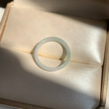 17mm A-Grade White Green Jadeite Slim Cut Ring Band No. 162599