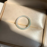 17mm A-Grade White Green Jadeite Slim Cut Ring Band No. 162599