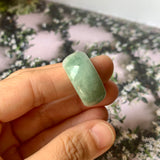 19.4mm A-Grade Natural Floral Bluish Green Jadeite Abacus Ring Band No.161600