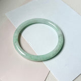 SOLD OUT: 59.1mm A-Grade Natural Moss On Snow Jadeite Traditional Round Bangle No.152067