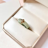18.1mm A-Grade Natural Yellowish Green Jadeite Ring with V.Petals Embellishment No.162323