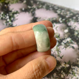 19.4mm A-Grade Natural Floral Bluish Green Jadeite Abacus Ring Band No.161600