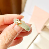 18.1mm A-Grade Natural Yellowish Green Jadeite Ring with V.Petals Embellishment No.162323