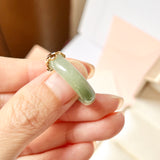 18.1mm A-Grade Natural Yellowish Green Jadeite Ring with V.Petals Embellishment No.162323