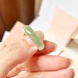 18.1mm A-Grade Natural Yellowish Green Jadeite Ring with V.Petals Embellishment No.162323