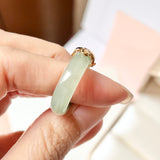 18.1mm A-Grade Natural Yellowish Green Jadeite Ring with V.Petals Embellishment No.162323