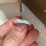 17mm A-Grade White Green Jadeite Slim Cut Ring Band No. 162599