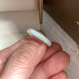 17mm A-Grade White Green Jadeite Slim Cut Ring Band No. 162599