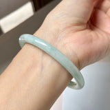 SOLD OUT: 59.1mm A-Grade Natural Moss On Snow Jadeite Traditional Round Bangle No.152067