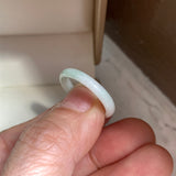 17mm A-Grade White Green Jadeite Slim Cut Ring Band No. 162599