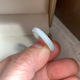 17mm A-Grade White Green Jadeite Slim Cut Ring Band No. 162599