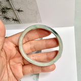 52.4mm A-Grade Natural Green Floral Jadeite Modern Oval Bangle No.151814